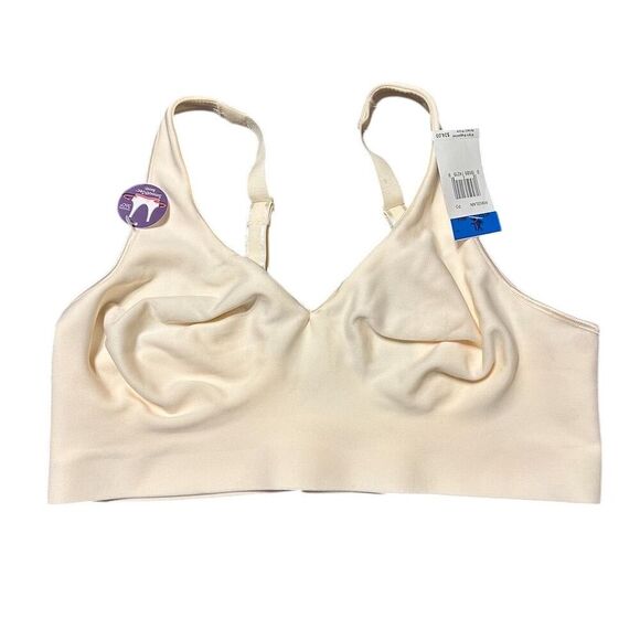 Hanes Women's Wire-Free T-Shirt Bra XL Cream Smooth Seamless - Picture 1 of 11